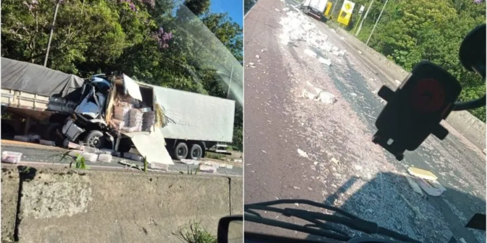 Um dos caminhões carregava uma carga de pescados