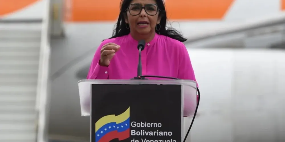 Delcy Rodríguez fez pronunciamento durante discurso a trabalhadores