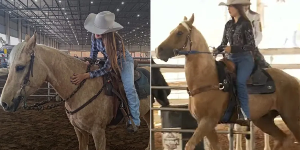 Maria Eduarda Kichileski compete na prova de tambor, um esporte que exige dedicação e treino intenso