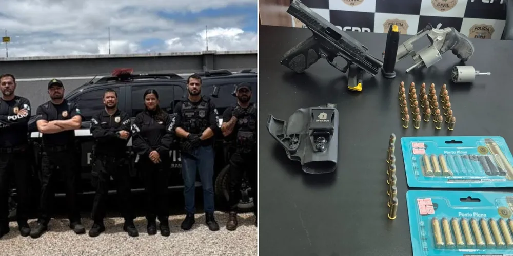 Foram apreendidas duas armas e diversas munições