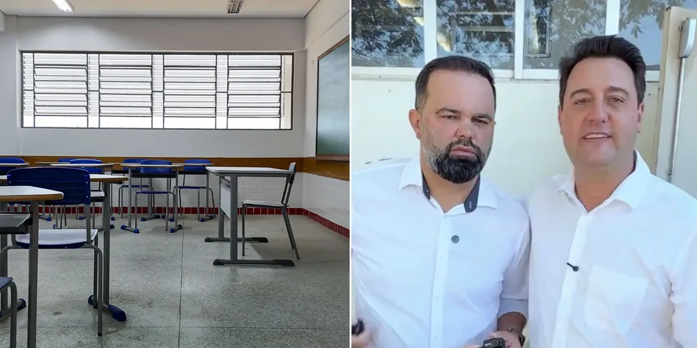 O secretário estadual da Educação, Roni Miranda, ao lado do governador Ratinho Jr.
