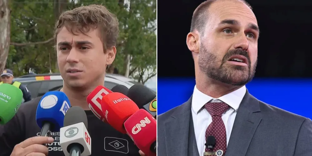 O deputado federal Nikolas Ferreira (PL) e Eduardo Bolsonaro (PL)