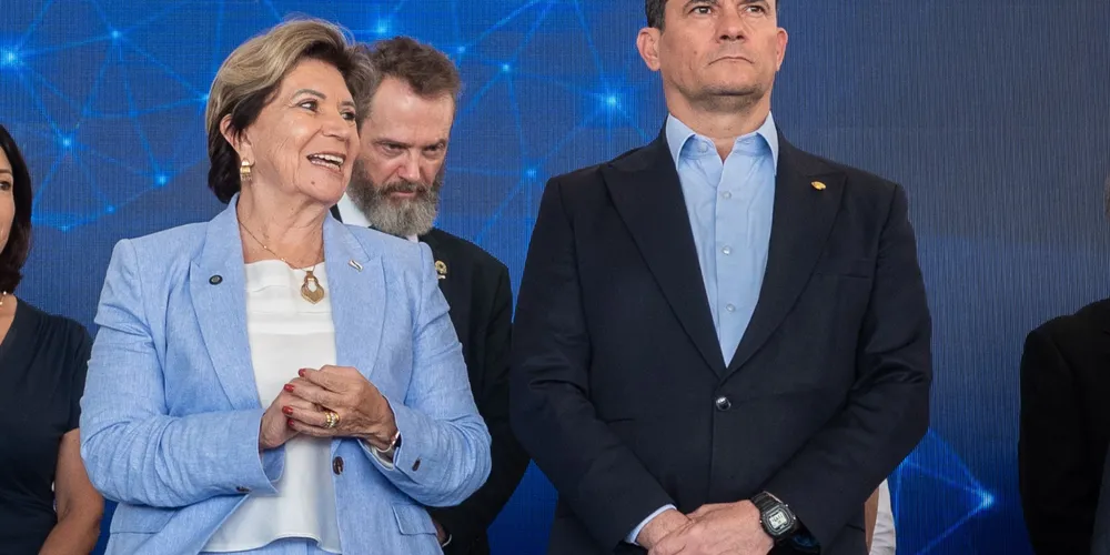 A prefeita de Ponta Grossa, Elizabeth Schmidt, ao lado do senador e pré-candidato a governador do Paraná, Sergio Moro