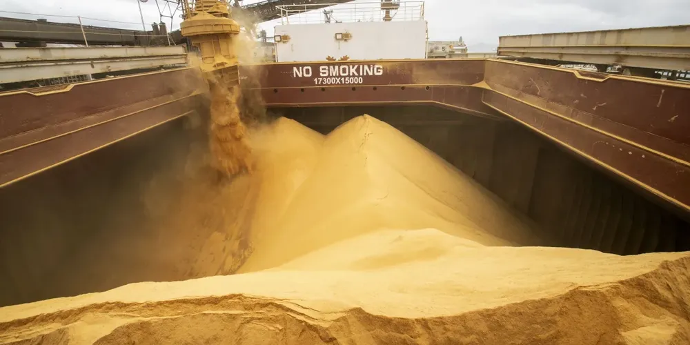 Embarque de farelo de milho no porto de Paranaguá (PR)