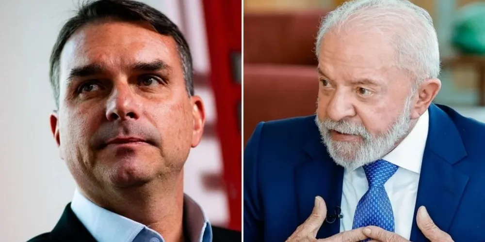 À esquerda, Flávia Bolsobaro (PL) e à direita, o presidente Lula (PT)