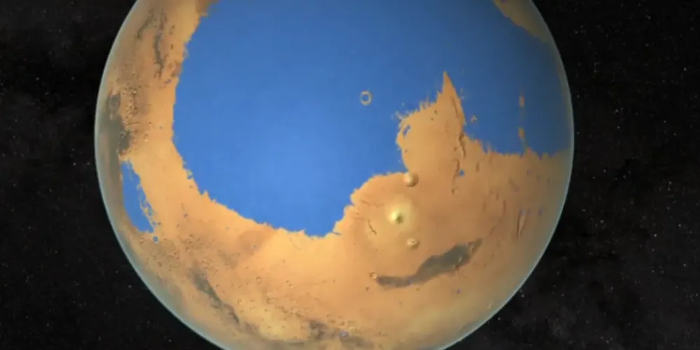 Ilustração da Nasa mostra como era oceano em Marte