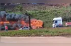 Incêndio em ônibus interdita a BR-381 na Grande Belo Horizonte