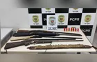 Polícia prende homem por posse irregular de armas e violência contra mulher em Teixeira Soares