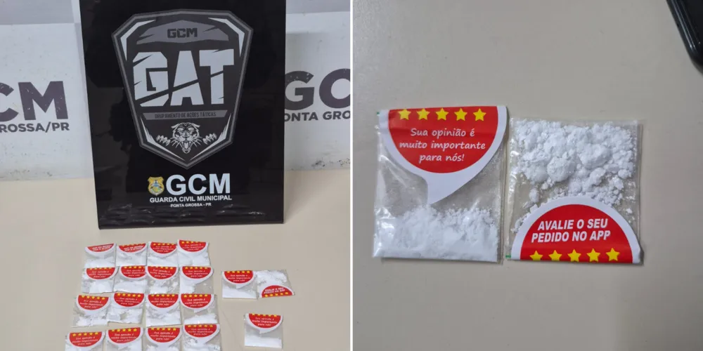 Os agentes encontraram com o suspeito dois celulares, dinheiro em notas trocadas e 19 invólucros de substância análoga à cocaína