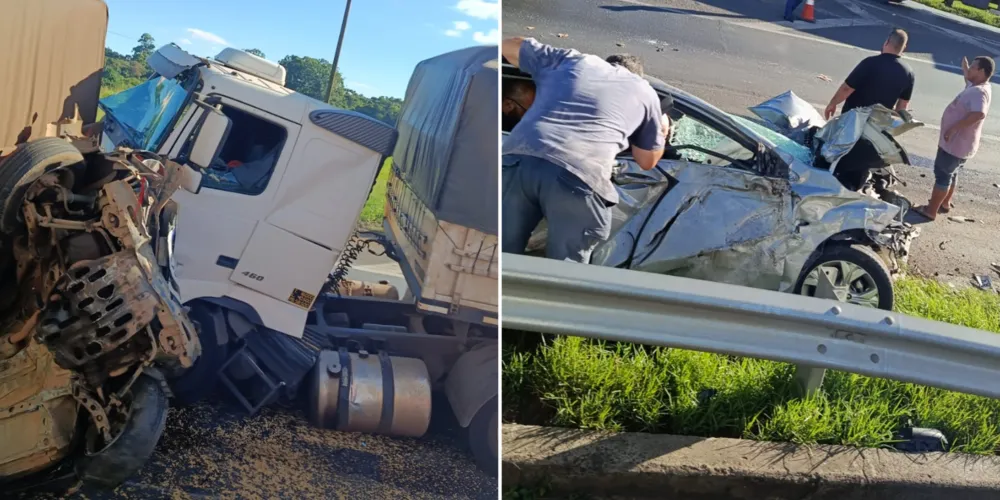 Dois ou mais veículos se envolveram neste acidente