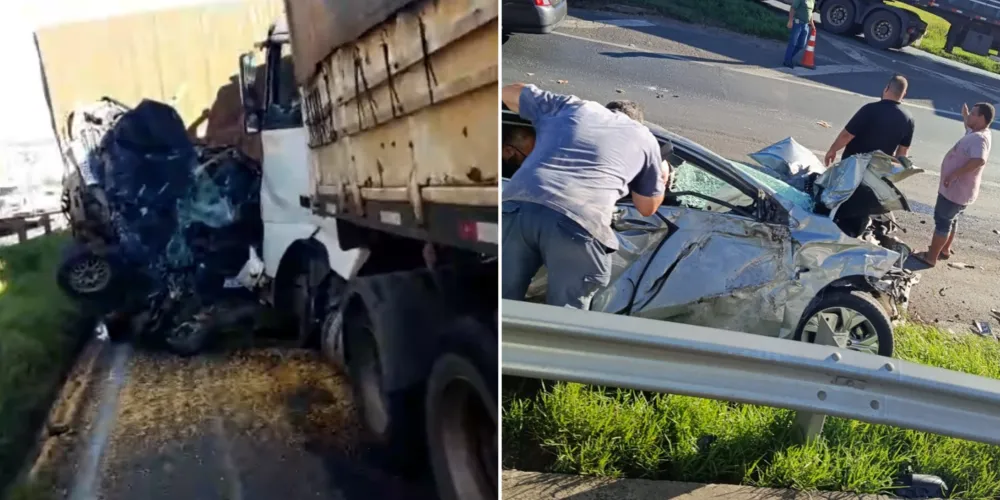 Outro veículo também se envolveu neste acidente, porém ficou às margens da rodovia