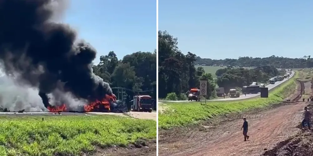 A rodovia foi totalmente bloqueada nos dois sentidos