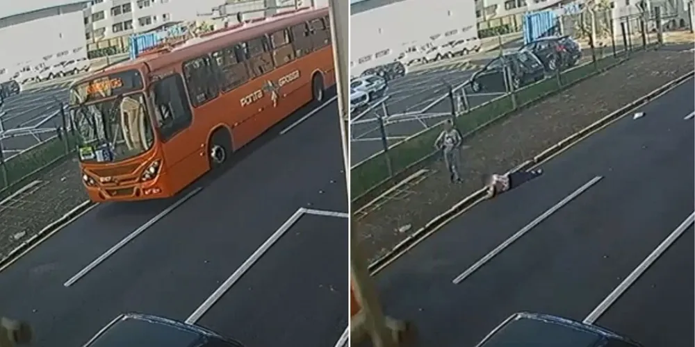 O condutor arrancou o veículo, arrastando a passageira, que acabou caindo