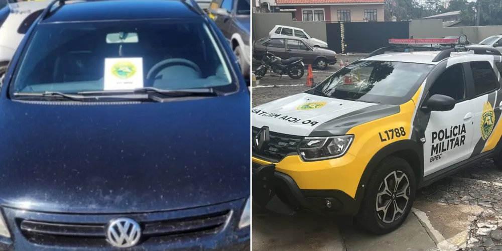 No local, os policiais constataram que o automóvel havia sido furtado recentemente no município de Guarapuava