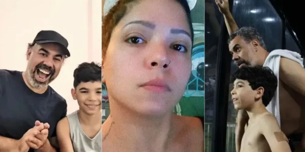 Emanoelle Martins Guedes de Faris e o filho, Francisco Farias Antunes, foram atropelados por um ônibus