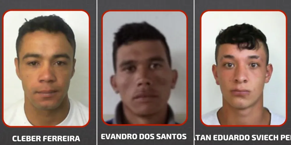 Cleber Fereira, Evandro dos Santos e Jhonatan Eduardo Sviech Penafiel estão sendo procurados