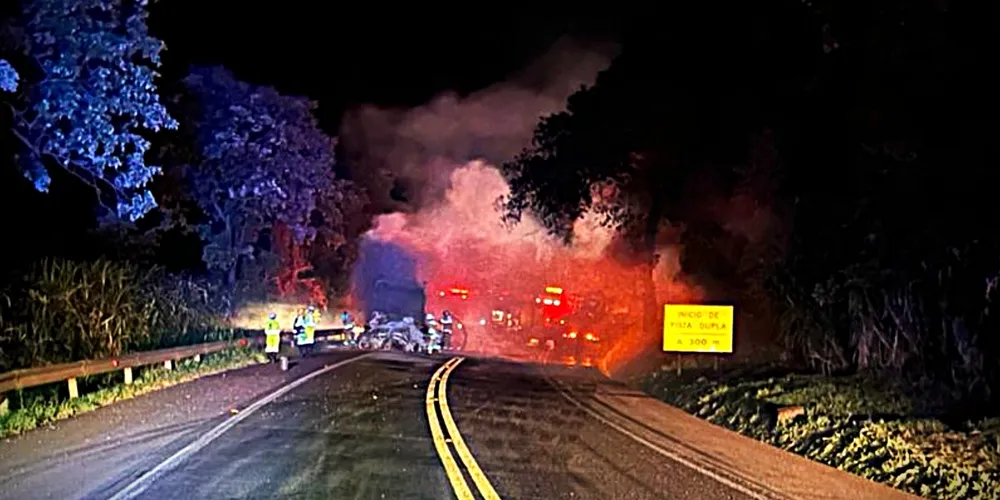 Veículo ficou em chamas no km 655 da rodovia