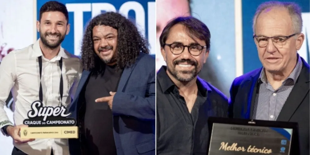Gabriel Boschilia e Luizinho, recebendo suas premiações