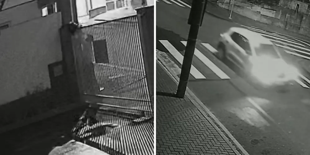 Imagens da câmera de segurança mostram o suspeito de 48 anos inserindo o simulacro de bomba no Colégio Santo Ângelo em Ponta Grossa