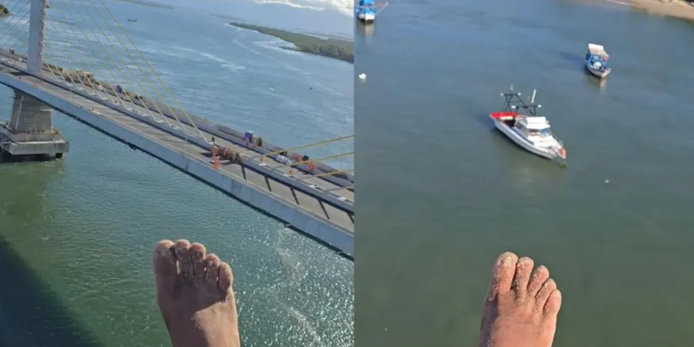 Ele sobrevoou a ponte que está na fase final de obras