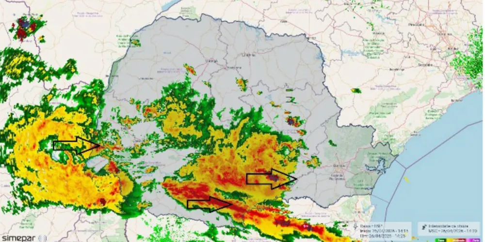 Simepar aponta chuva ao longo desta semana no Paraná