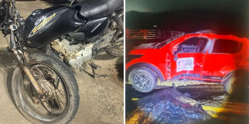 Os veículos envolvidos no acidente foram uma motocicleta Honda CG 125 e um Fiat Mobi