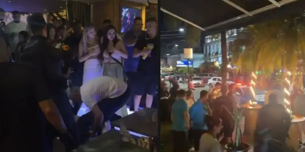 Policiais chegam após confusão em bar e socorrem homem baleado na Barra da Tijuca