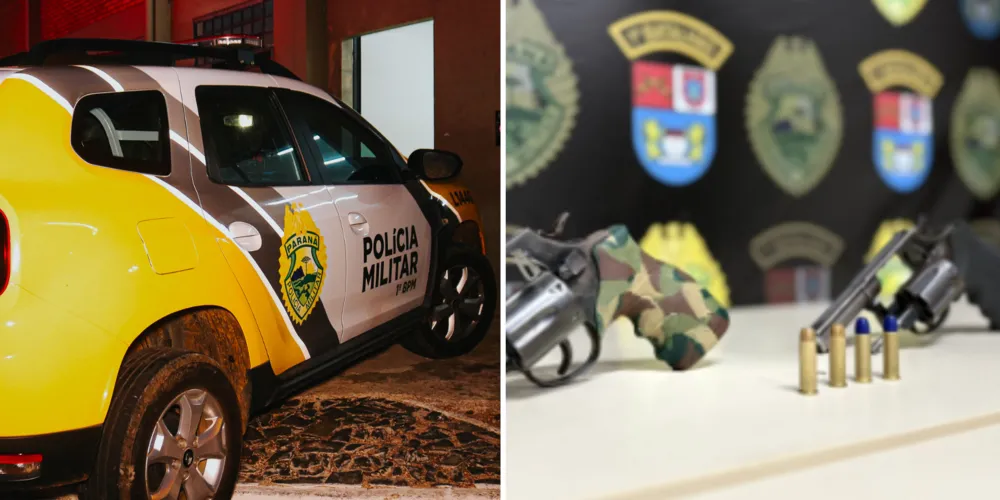 Ação ocorreu durante patrulhamento em Uvaranas; suspeitos foram encaminhados à delegacia com armas apreendidas