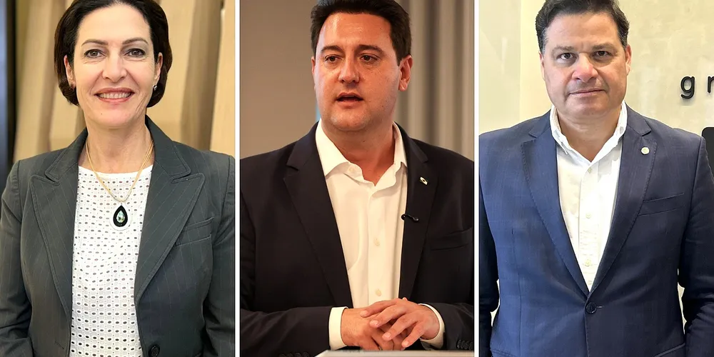 Cristina Graeml, Ratinho Junior e Sandro Alex, lideranças do PSD