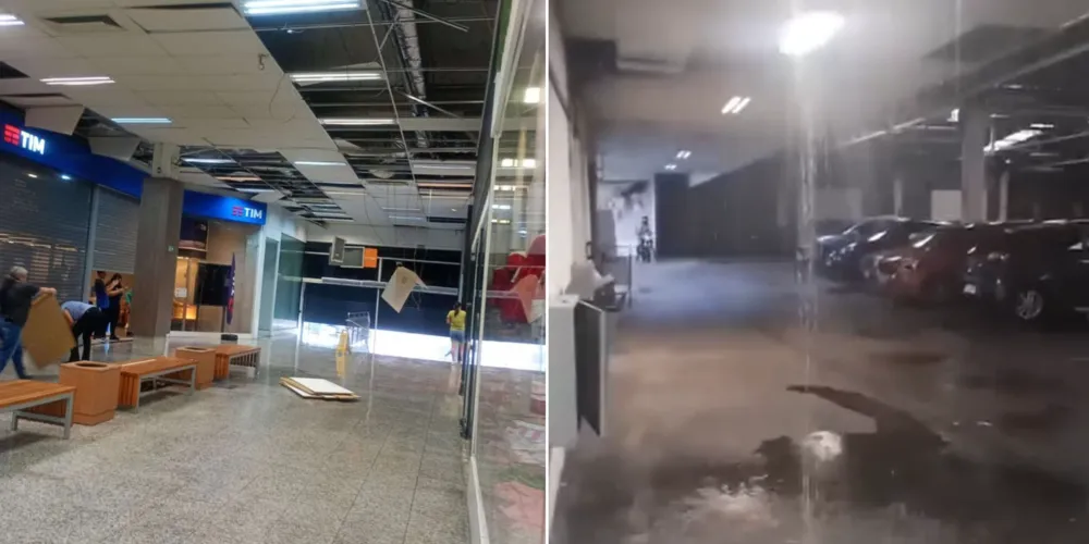 Imagens repassadas por seguidores mostram o shopping destruído após fortes chuvas