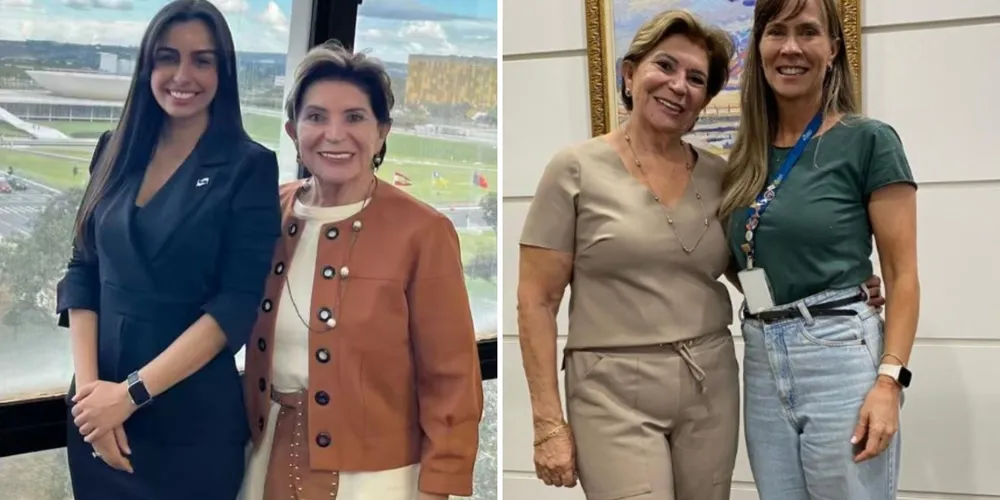 Faynara Merege e Tônia Mansani, ao lado de Elizabeth Schmidt