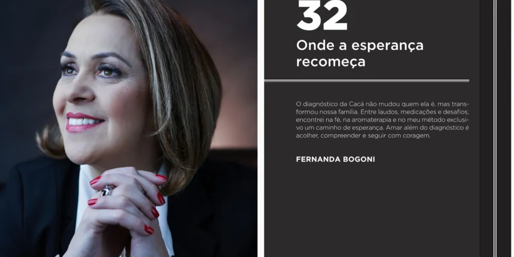 Ao longo da obra, Fernanda apresenta como encontrou na fé, na aromaterapia clínica e no desenvolvimento de um método exclusivo um novo olhar sobre o cuidado