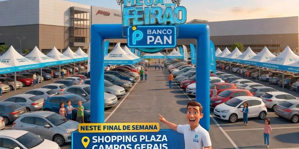 Mega Feirão Auto Pan, entre os dias 20, 21 e 22 de março no estacionamento do Shopping Plaza Campos Gerais