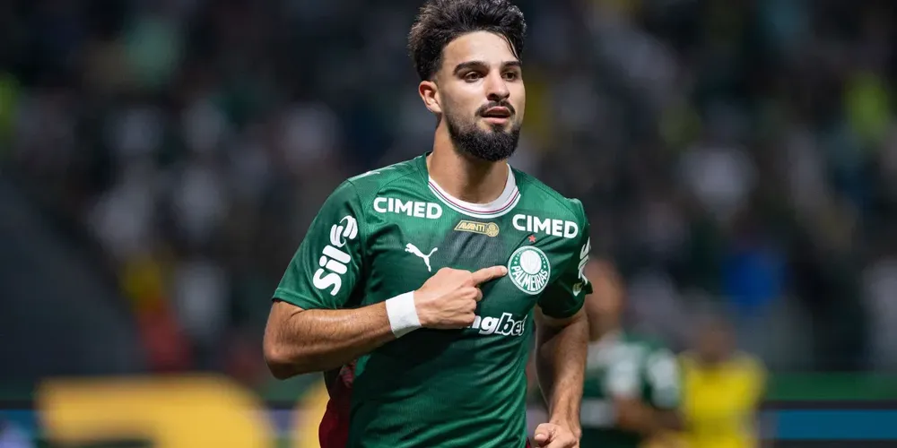 Flaco López celebra gol pelo Palmeiras em partida contra o Mirassol, na sexta rodada do Brasileirão