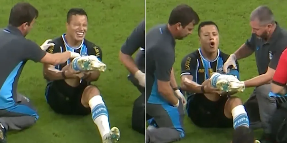 Marlon acabou caindo sobre o próprio pé, o que provocou o deslocamento do tornozelo