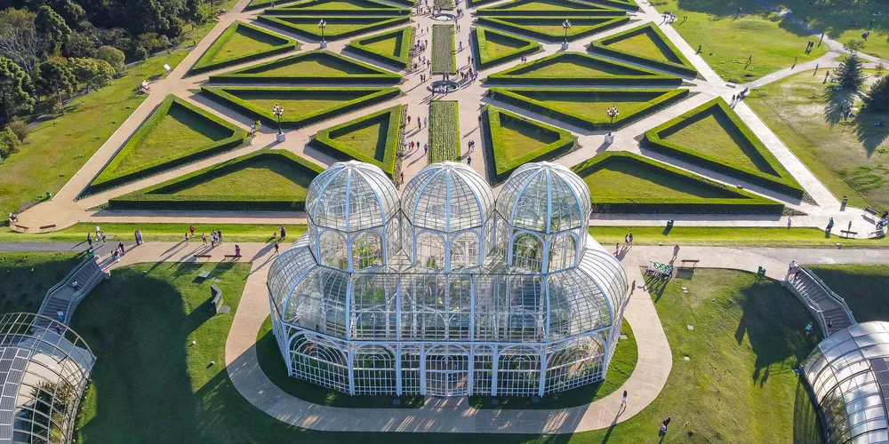 O Jardim Botânico de Curitiba em foto aérea