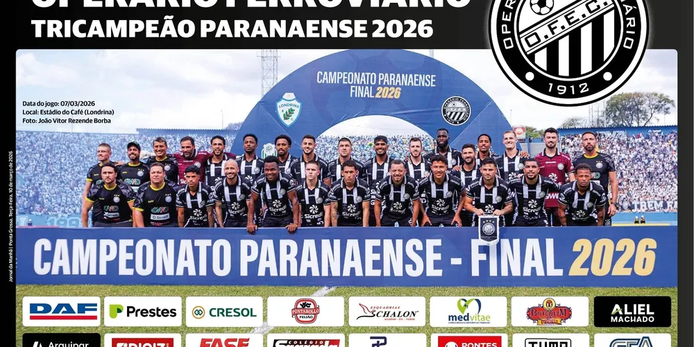 Registro histórico em papel especial eterniza a conquista do tricampeonato do Operário Ferroviário