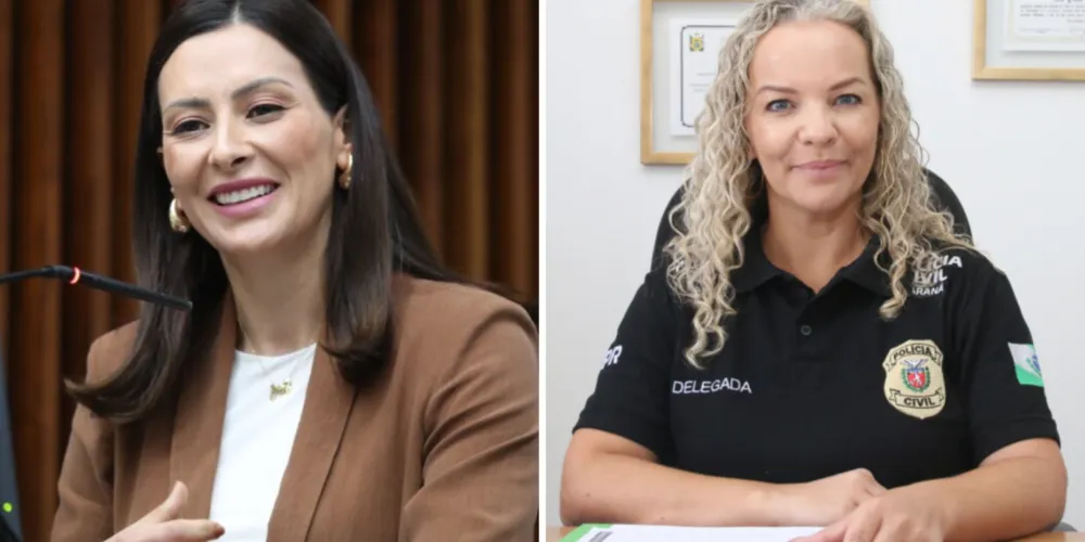 A deputada estadual Mabel Canto (PP) e a delegada Ana Paula Cunha Carvalho, do Nucria de Ponta Grossa
