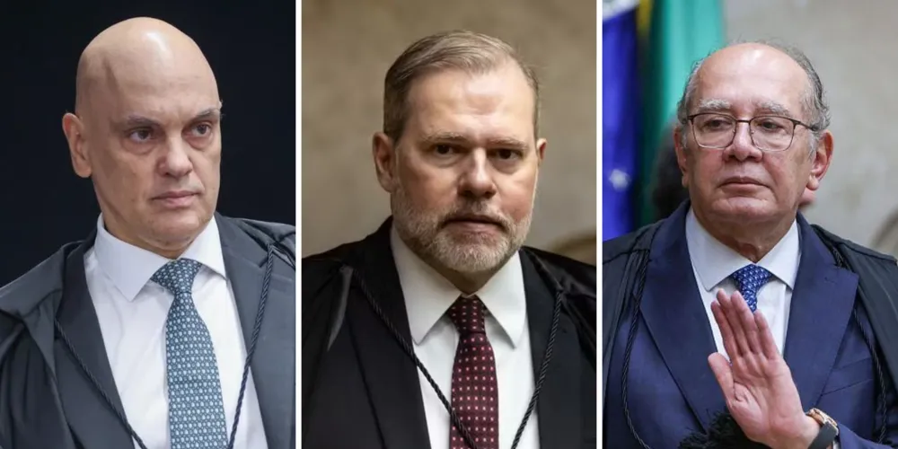Ministros do Supremo Tribunal Federal: Alexandre de Moraes, Dias Toffoli e Gilmar Mendes