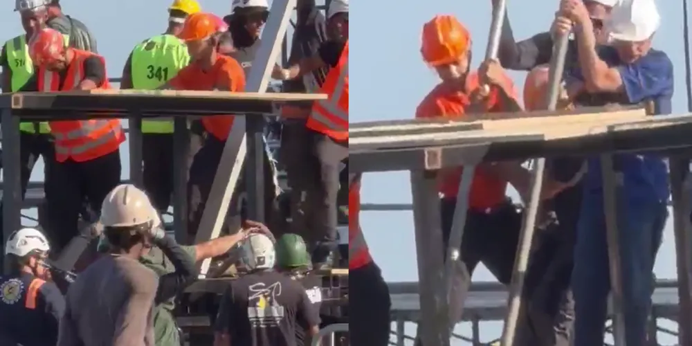 Segundo o Corpo de Bombeiros, o trabalhador sofreu esmagamento de membros inferiores em um sistema de elevação