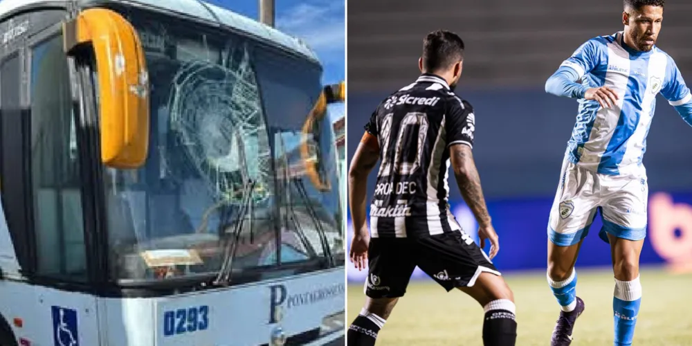 Ônibus teve o para-brisa frontal danificado