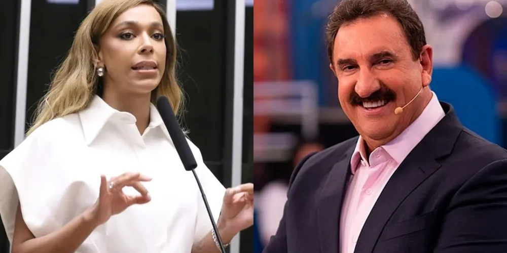 À esquerda, a deputada Erika Hilton e à direta, o apresentador Ratinho