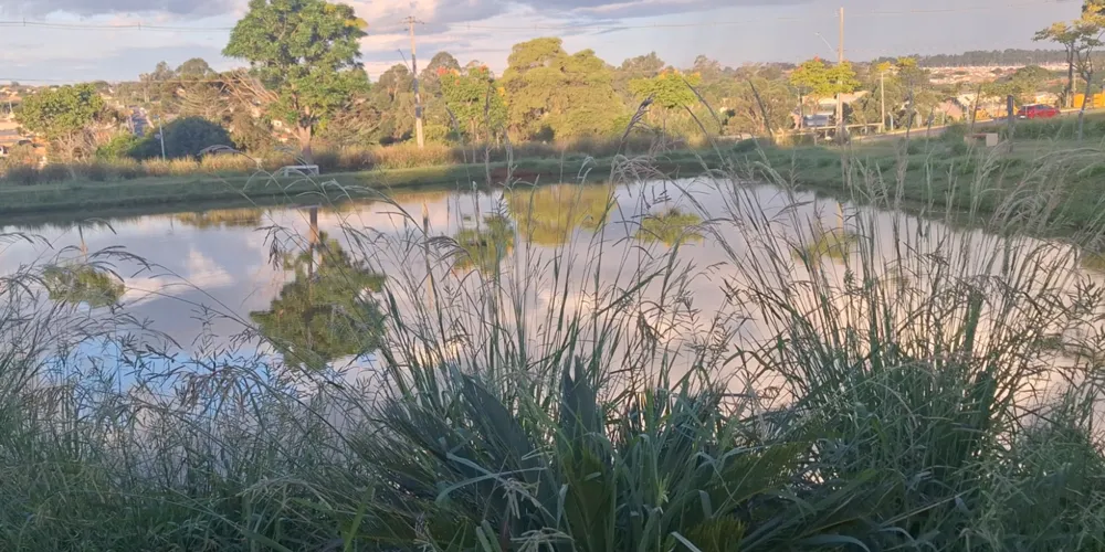Praça Lago Núcleo Pitangui, localizada no conjunto residencial Rio Pitangui, no bairro Neves, em Ponta Grossa