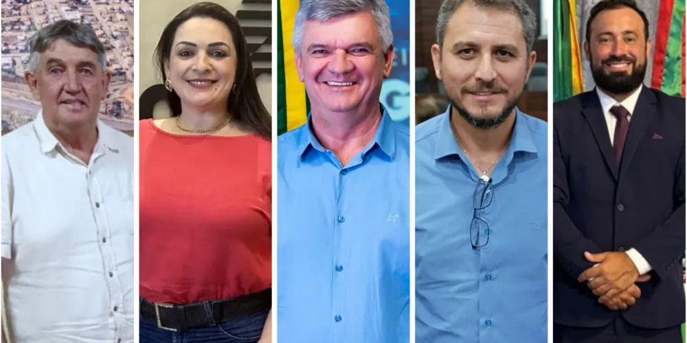 Zelio, prefeito de Ventania; Elisangela Pedroso, prefeita de Carambeí; Juca Sloboda, prefeito de Jaguariaíva; Henrique Carneiro, prefeito de Piraí do Sul; e Douglas Modesto, prefeito de Ipiranga