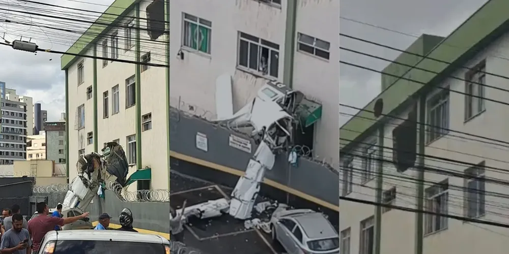 Um avião de pequeno porte caiu e atingiu um prédio no bairro Silveira, na cidade de Belo Horizonte