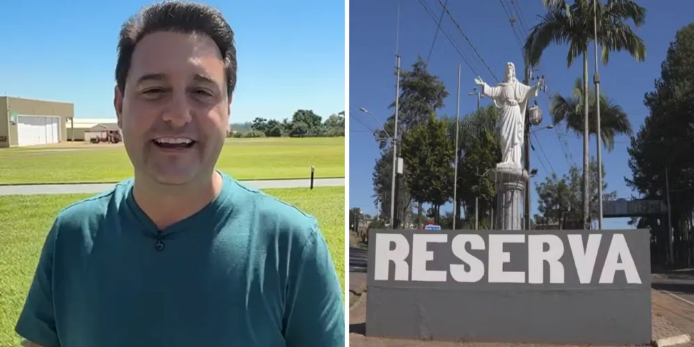 Governador Ratinho Junior parabenizando a cidade de Reserva