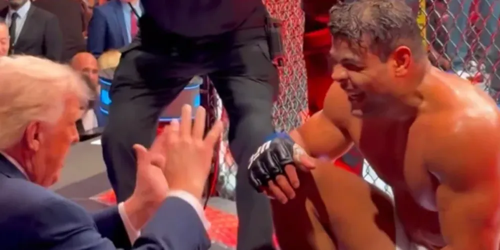 Donald Trump e Paulo 'Borrachinha' após vitória no UFC 327