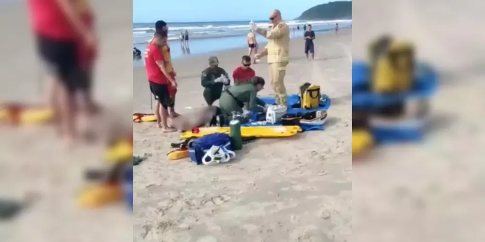 Vítima foi atendida pelo Corpo de Bombeiros ainda na praia