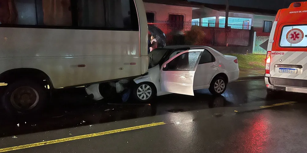 O motorista foi encaminhado para o Hospital Regional de Ponta Grossa para atendimento médico