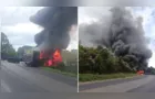 Carga pega fogo e explode em acidente na BR-153; veja vídeo
